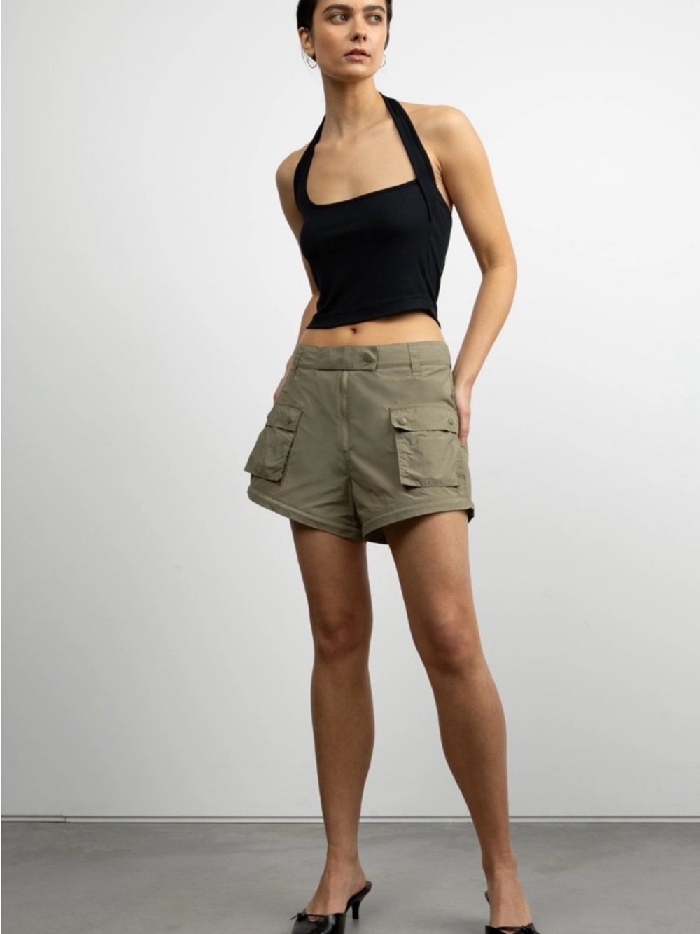 OAK + FORT Olive Green Cargo Utility 3 in 1 zip off Pants - Picture 4 of 6
